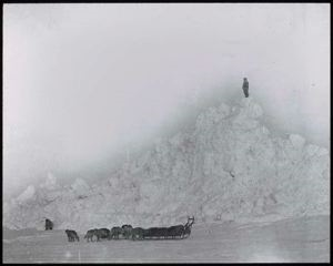 Image: Man On Top of Pressure Ridge, Polar Sea
